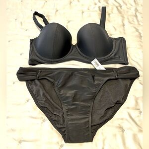 NWT Old Navy Convertible Halter Top Bathing Suit (Black; size XL)